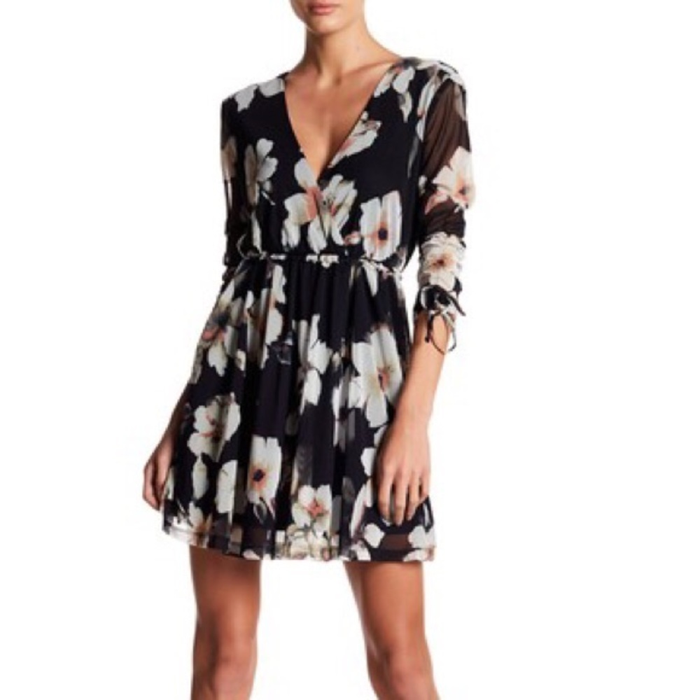 Lush floral mesh mini dress